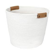 Decorative Coiled Rope Floor Basket White Threshold In 2020 Floor Baskets Small Storage Basket Fabric Storage Bins
