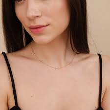 Natural Diamond Necklace, Dainty Diamond Choker, Diamond by the Yard,  Dangling Charm Necklace, Yellow Gold Choker, Christmas Gift, Isabella