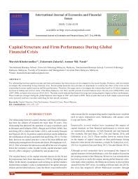 Asian and global financial crises effect on malaysia co emission. Pdf Capital Structure And Firm Performance During Global Financial Crisis