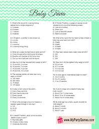 The host asks the questions and offers the choices. Free Printable Baby Trivia Game For Baby Shower Party