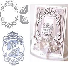 Be sure to watch the video for tips on adhering it! Amazon Com Oval Frame Metal Die Cuts Wedding Lace Corner Border Cutting Dies Cut Stencils For Diy Scrapbooking Photo Decorative Embossing Paper Dies For Scrapbooking Card Making