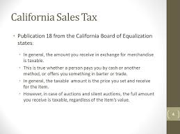 California Sales Tax On Auction Items And Special Event
