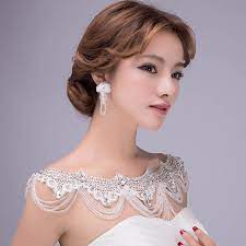 Beaded And Rhinestone Body Chain Statement Bridal Shoulder Necklace Wedding Body Jewelry Body Chain Jewelry Rhinestone Bridal Bridal Necklace