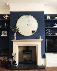 Living Room Fireplace Wood Burner Navy Wall Dark Living Rooms Cream Living Rooms Blue Walls Living Room