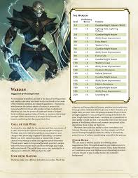 Homebrewing Class Homebrewing The Warden A New 5e Homebrew Class With 4 Subclasses To Tank The Way Nature Intended Album O In 2020 The Warden Warden Home Brewing