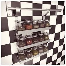 Ikea Grundtal Spice Shelf With Rajtan Spice Jars Ikea Spice Jars Spice Shelf Tidy Kitchen