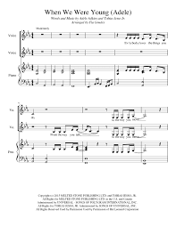 Adele world tour dates 2016; When We Were Young Adele Duet Sheet Music For Piano Vocals Mixed Duet Musescore Com