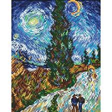 Enjoy our counted cross stitch charts patterns inspired by the works of vincent van gogh. Cross Stitch Pattern Road With Cypress And Star V Van Gogh Coricamo