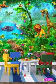 The Most Adorable Of Wall Murals Your Kids Will Want To Pet The Animals Goodnight In This Jungle Themed Wallpa Jungle Wall Mural Kids Room Murals Wall Murals