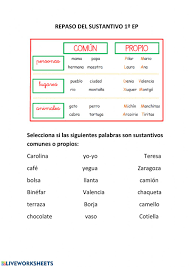 Los sustantivos son palabras que nombran o designan a personas , animales , plantas , países , y muchos más. Ejercicio De Comun Y Propio