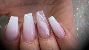 Acrylic nails from plain and subtle to all out blinged up. Acrylic Nails Pink White Ombre With Smokey Ink Youtube