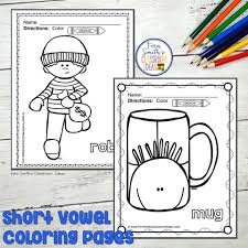Short Vowels Coloring Pages 50 Pages Of Short Vowel Coloring Book Fun Fern Smith S Classroom Ideas Coloring Books Creative Writing Center