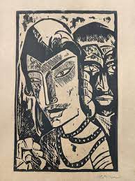 Xilografía original de Max Pechstein, título expresionista alemán prinzessin. - Etsy España