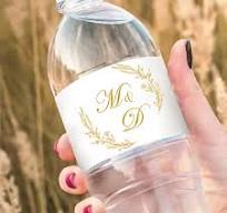 Personalized Wedding Water Bottle Labels, REAL Metallic Print, Lowest