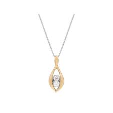 Sirena Collection Two Tone 10k Gold 1 8 Carat T W Diamond 2 Stone Reversible Teardrop Pendant Women S White White Gold Chains Pendant 10k Gold