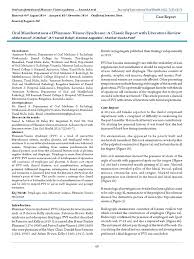 Having plummer vinson syndrome may increase the risk of developing esophageal cancer. Oral Manifestations Of Plummer Vinson Syndrome A Classic Report With Literature Review Anemia Medicine