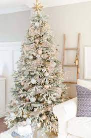 25 Absolutely Stunning White Christmas Tree Decorating Ideas Flocked Christmas Trees Decorated White Christmas Decor Green Christmas Tree