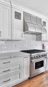 Cream kitchen backsplash emphasizes on smooth feeling for this kitchen part. 50 White Herringbone Backsplash Tile In Style White Kitchen Kitchen Backsplash Designs Herringbone Backsplash Herringbone Tile Backsplash