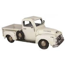 16 Antique White Metal Truck Planter White Metal Red Truck Christmas Red Truck