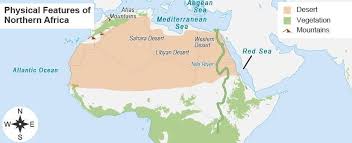 One of north africa's defining topographical features is of course the great sahara desert, which occupies a full 90% of the region's land area. The Map Shows The Physical Features Of Northern Africa Which Body Of Water Does The Nile River Empty Brainly In