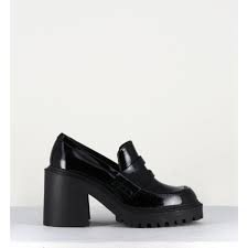 Acheté sur vinted, mais trop grande pour moi. Mocassins A Talon En Cuir Vernis Noir 1y5330d Chunky Loafers Garrice