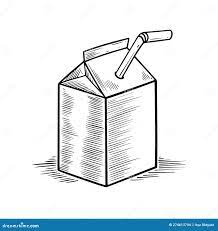 Juice or Milk Box Package Black Outline Sketch Style Vector Art  Illustration. Stock Vector - Illustration of element, vitamin: 274613794