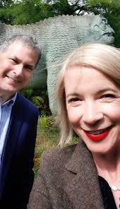 Now it can be told! Lucy Worsley and I, seen below with a friend from the  Mesozoic Era, had a wonderful time discussing THE LOST WORLD in the third  episode of “Killing