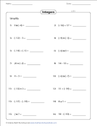 Integers interactive and downloadable worksheet. Integers Worksheets