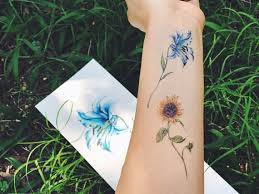 Flower Temporary Tattoos Set Of 8 Flower Tattoos Lavender Tattoo Set Flower Tattoos Flower Tattoo On Side