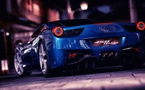 City lights wallpaper, car video game screenshot, night, futuristic city. 3300 Blue Car Hd Wallpapers Background Images