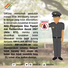 Mewartakan akta pengurusan sisa pepejal dan pembersihan awam (akta 672). Perbadanan Pengurusan Sisa Pepejal Dan Pembersihan Awam Swcorp Elakkan Melakukan Pembuangan Sampah Di Tempat Yang Tidak Dibenarkan Anda Diperhatikan Illegallittering Illegal Fine Asingkan Sas Warning Noh Omar Halimah Mohamed Sadique