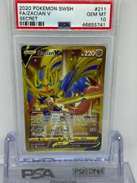 1 metal coin featuring zacian or zamazenta. 2020 Pokemon Sword Shield Zacian V 211 Secret Psa 10 Ebay