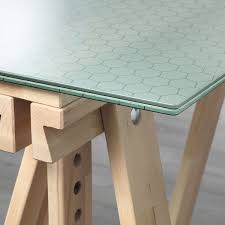 Glasholm Finnvard Table Glass Honeycomb Pattern Birch Ikea Di 2020 Ide