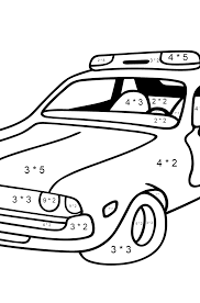Try to color simple car to unexpected colors! Coloring Page A Red And White Police Car Print A4