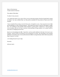 A cover letter provides a formal, written introduction to a company, a resume or a cv submission. Internship Letter For Hospital Sample Word Excel Templates