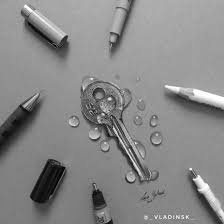 The realism art movement began in france in the 1840s. This Was One Of My First Realistic Drawings A Key With Water Drops Drawing