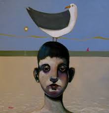 Gordon Wilson Beach Boy and the Bird Oil20x20inch £1390_1_…