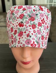 Valentine's Day Mini Roses Ponytail Scrub Cap