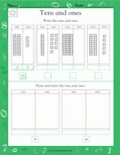 Help students practice calculating fractions and percentages with these math worksheets for seventh graders. Tens And Ones Ii Math Practice Worksheet Grade 1 Teachervision
