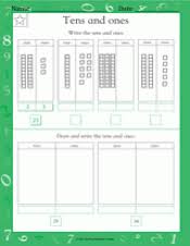 Tens and ones number partition worksheet. Tens And Ones Ii Math Practice Worksheet Grade 1 Teachervision