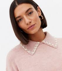 Pink jumper with collar hotsell