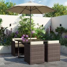 Vat) from now £1,499.00 (inc. Brown Rattan Cube Dining Set 6 Piece With Parasol Furniture123