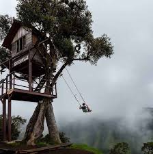 The view from the cliff is truly breathtaking, and the view from the swing must also be a bit dizzy. The Swing At The End Of The World In Banos Ecuador Quito Tour Bus The Official Double Decker Bus