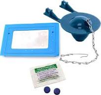 Pro Replacement Flapper Universal with Stainless Steel Chain Corrosion  Resistant PVC + Toilet Leak Detector (Blue, Toilet Dam)