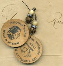 Don T Take Any Wooden Nickles Vintage 1967 Wooden Nickel Etsy Wooden Nickle Whimsical Earring Vintage Rhinestone Ring