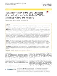 Have inadequate knowledge regarding early childhood. Pdf The Malay Version Of The Early Childhood Oral Health Impact Scale Malay Ecohis Assessing Validity And Reliability