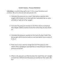 The dimensions of the block are 8.40 cm by 5.50 cm by 4.60 cm. Grade 8 Science Pressure Worksheet Instructions