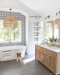 Scallop tile is a modern take on tile and it would look gorgeous in a bathroom renovation! Benjamin Moore Chantilly Lace Review Tips On Trim Color Sheen Other Great Whites To Try Driven By Decor