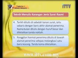 *karena contoh surat izin sakit ini adalah surat tidak resmi, maka dalam. Ittv Pmr Pt3 Form 1 Bahasa Malaysia 3 Menulis Karangan Surat Rasmi Tuition Youtube