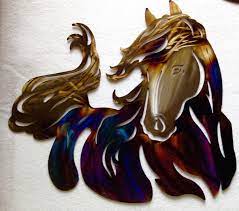 Metal Horse Metal Art Plasma Wall Art Western Wall Art Blued Metal Horse Metal Tree Wall Art Western Wall Art Metal Tree
